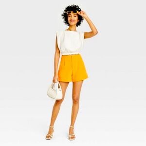 a new day Women's High Waist Orange Shorts